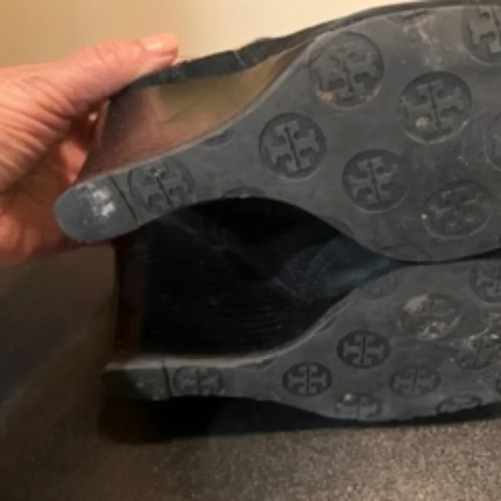 Tory Burch black suede wedge ankle boots size 5.5